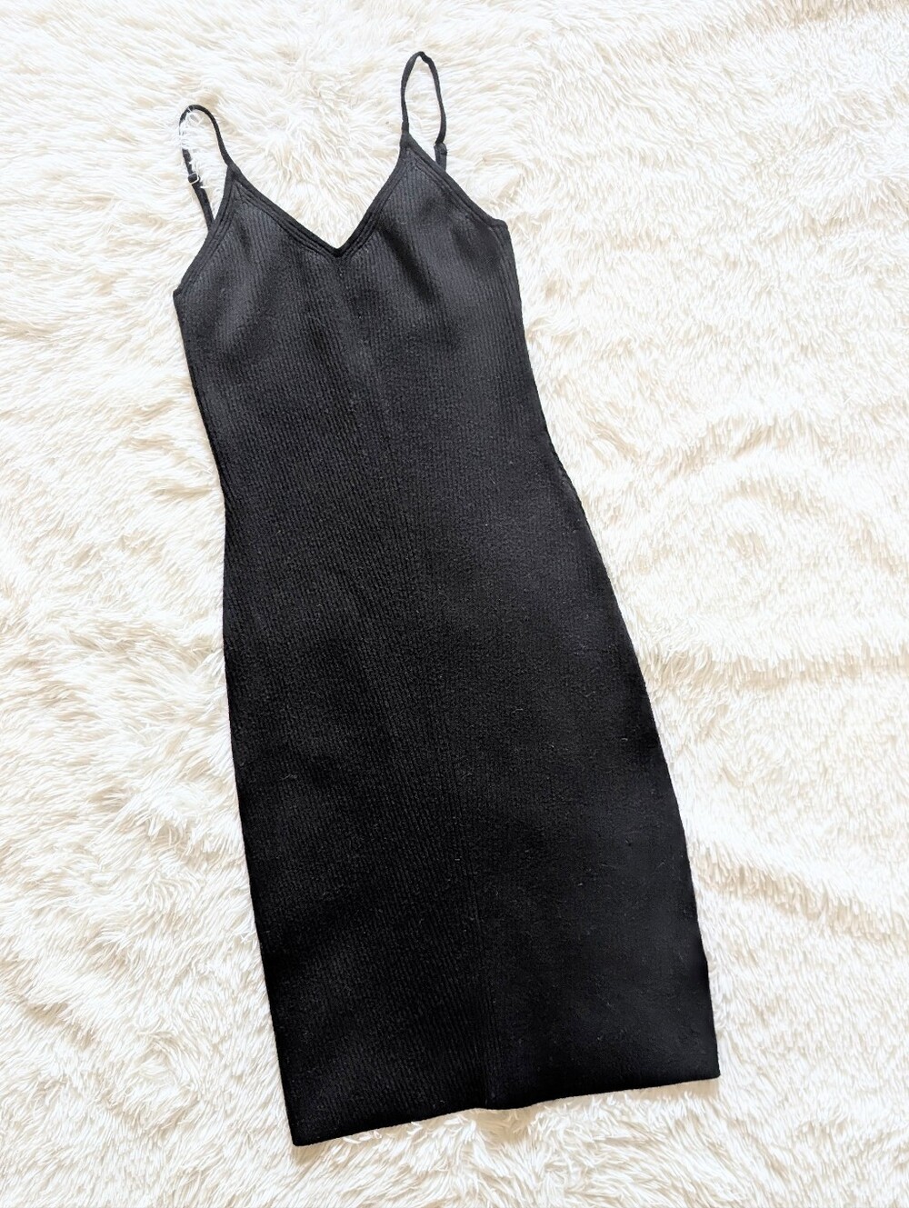 Abercrombie & Fitch Black Ribbed Knit Stretch Bodycon Midi Tank Dress Large